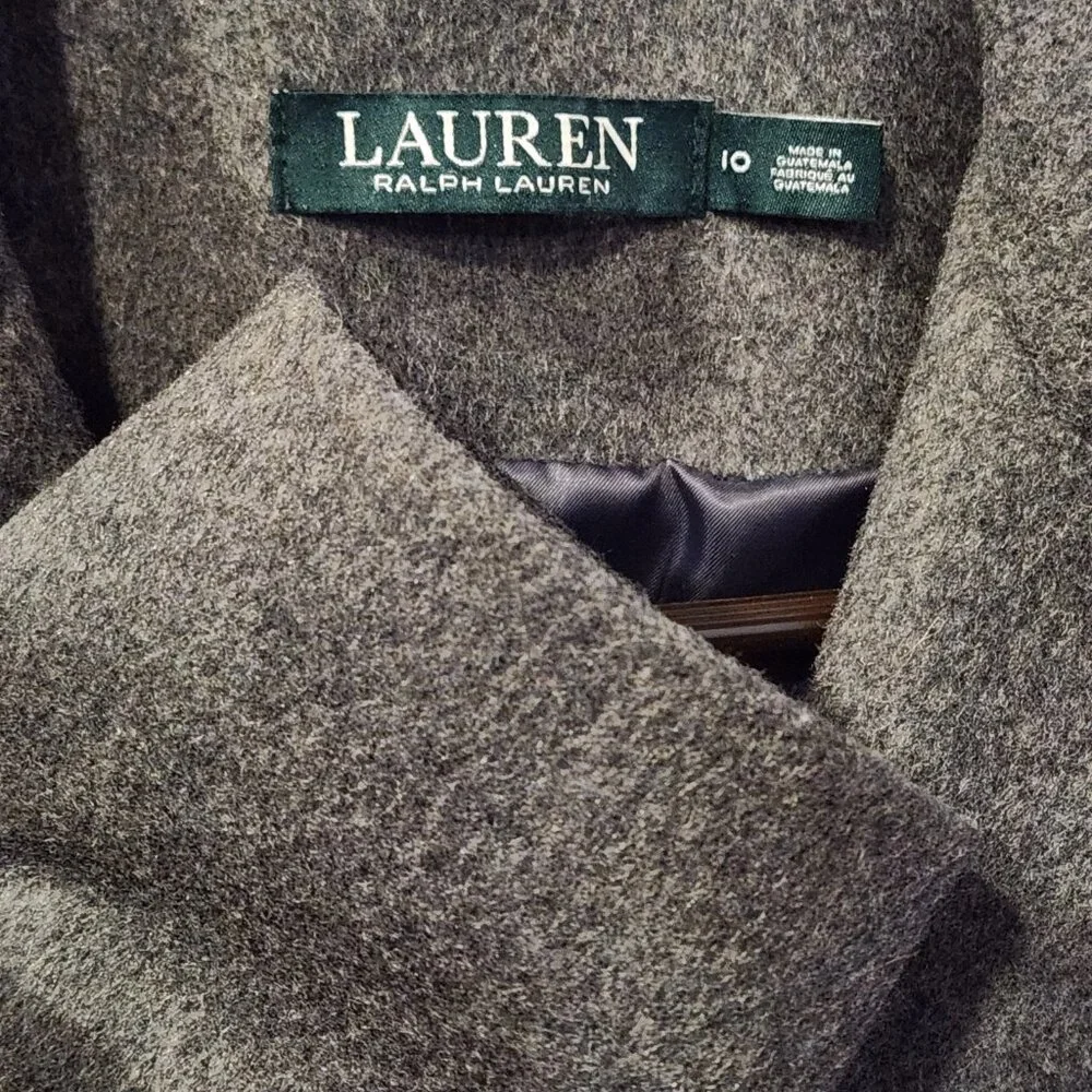 LAUREN Ralph Lauren Reefer Wool Blend Coat Charcoal Gray Grey Womens Size 10 - Picture 5 of 10